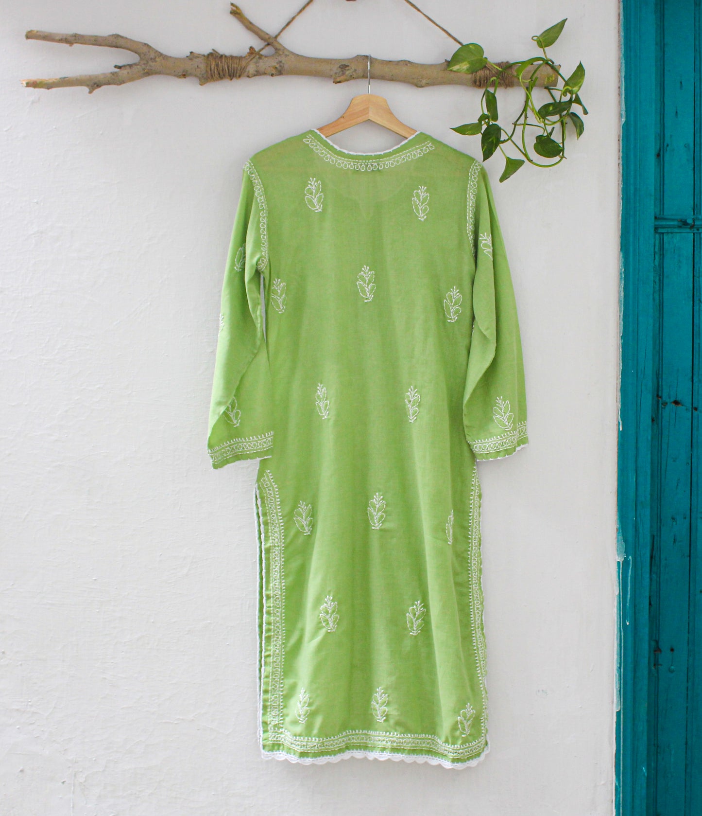 Long Kurta Cotton Green
