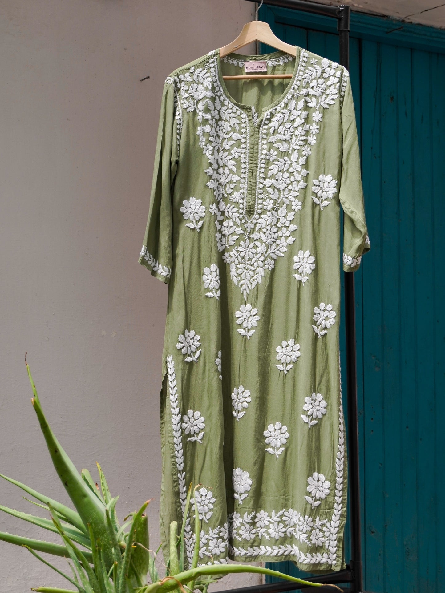 Long Kurta Modal Mehndi Green