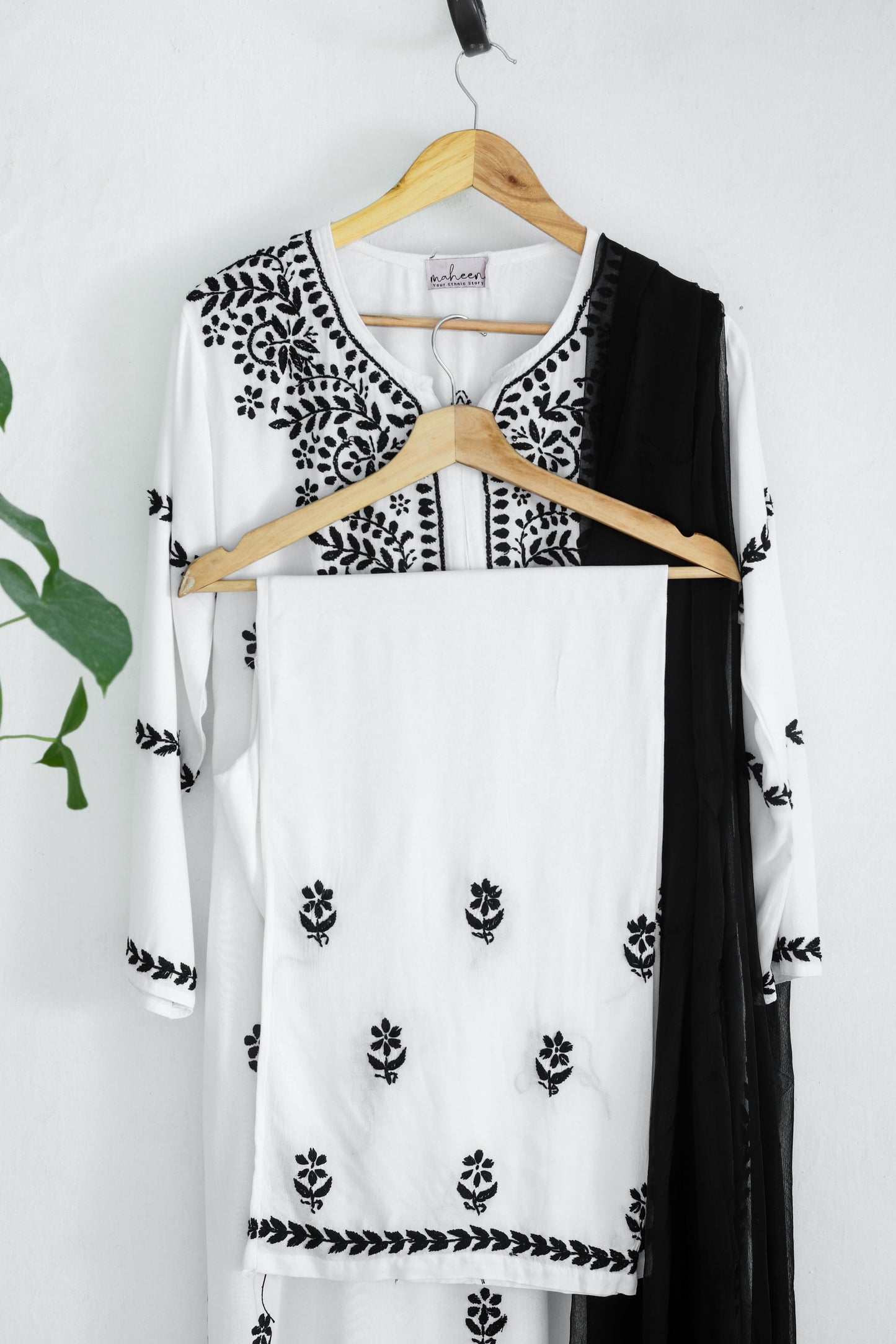 3 Piece Modal Suit Black and White