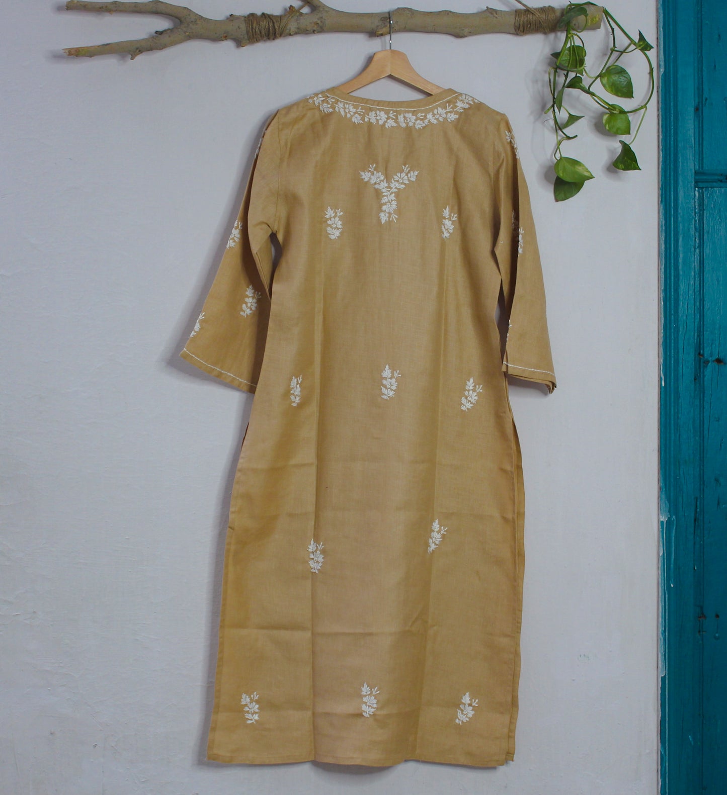 Long Kurta Khadi Beige