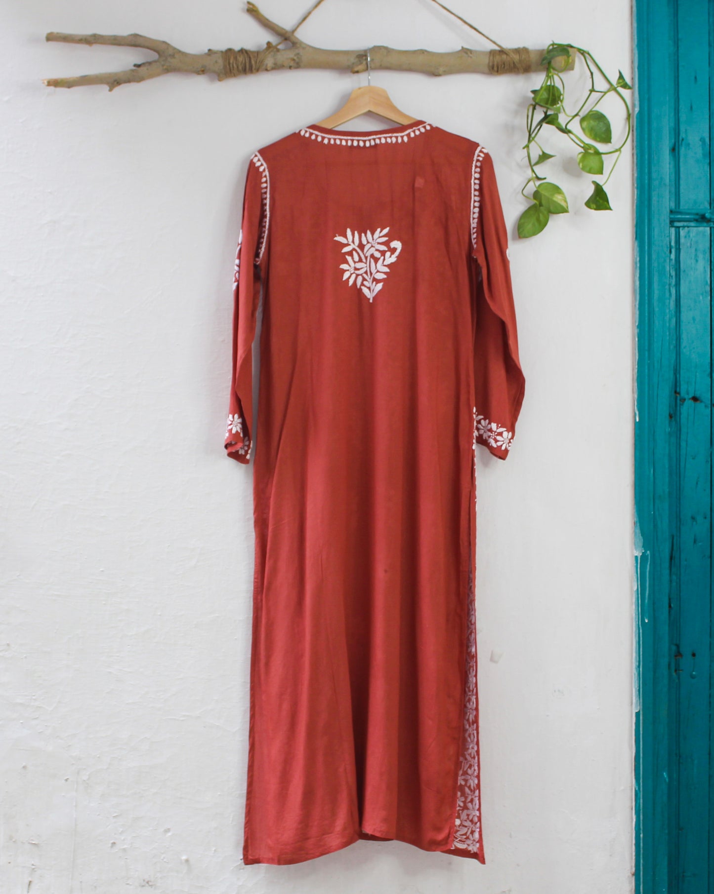Long Kurta Modal Carrot Red