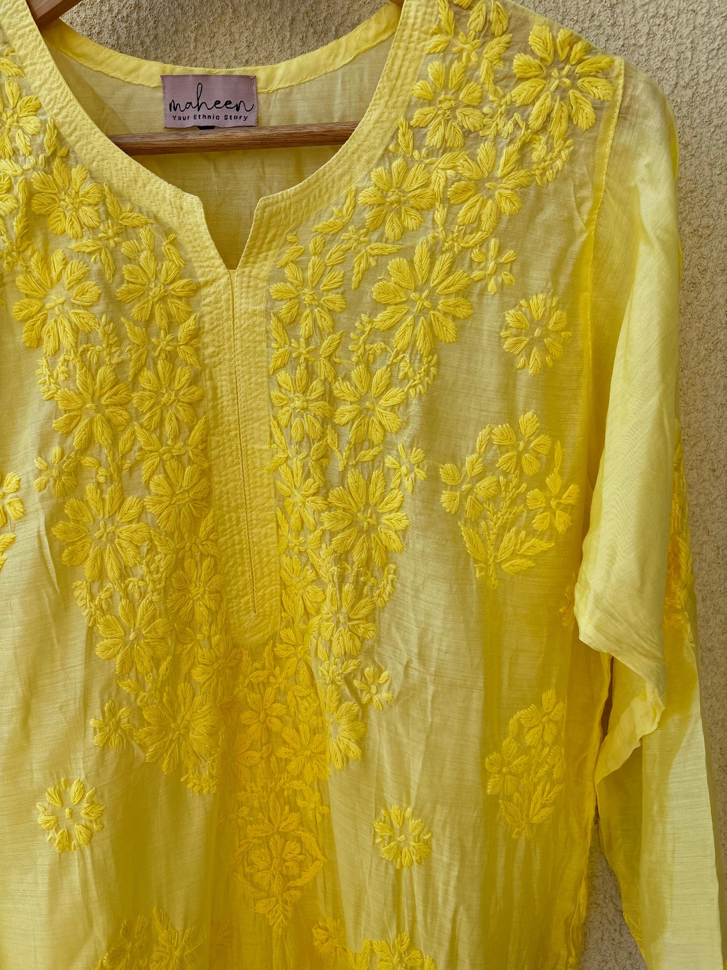 Long Kurta Chanderi Yellow