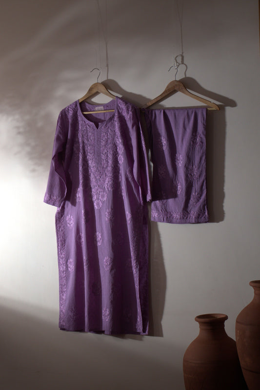 Kurta Palazzo Set Cotton Purple