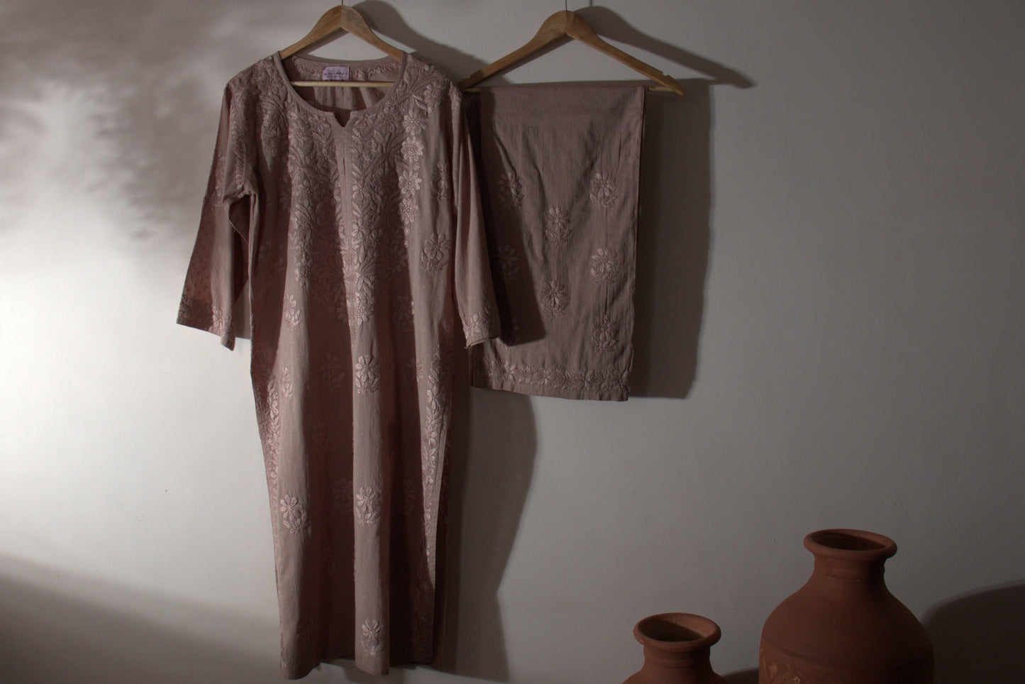 Kurta Palazzo Set Cotton Brown
