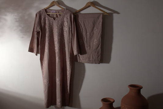 Kurta Palazzo Set Cotton Brown
