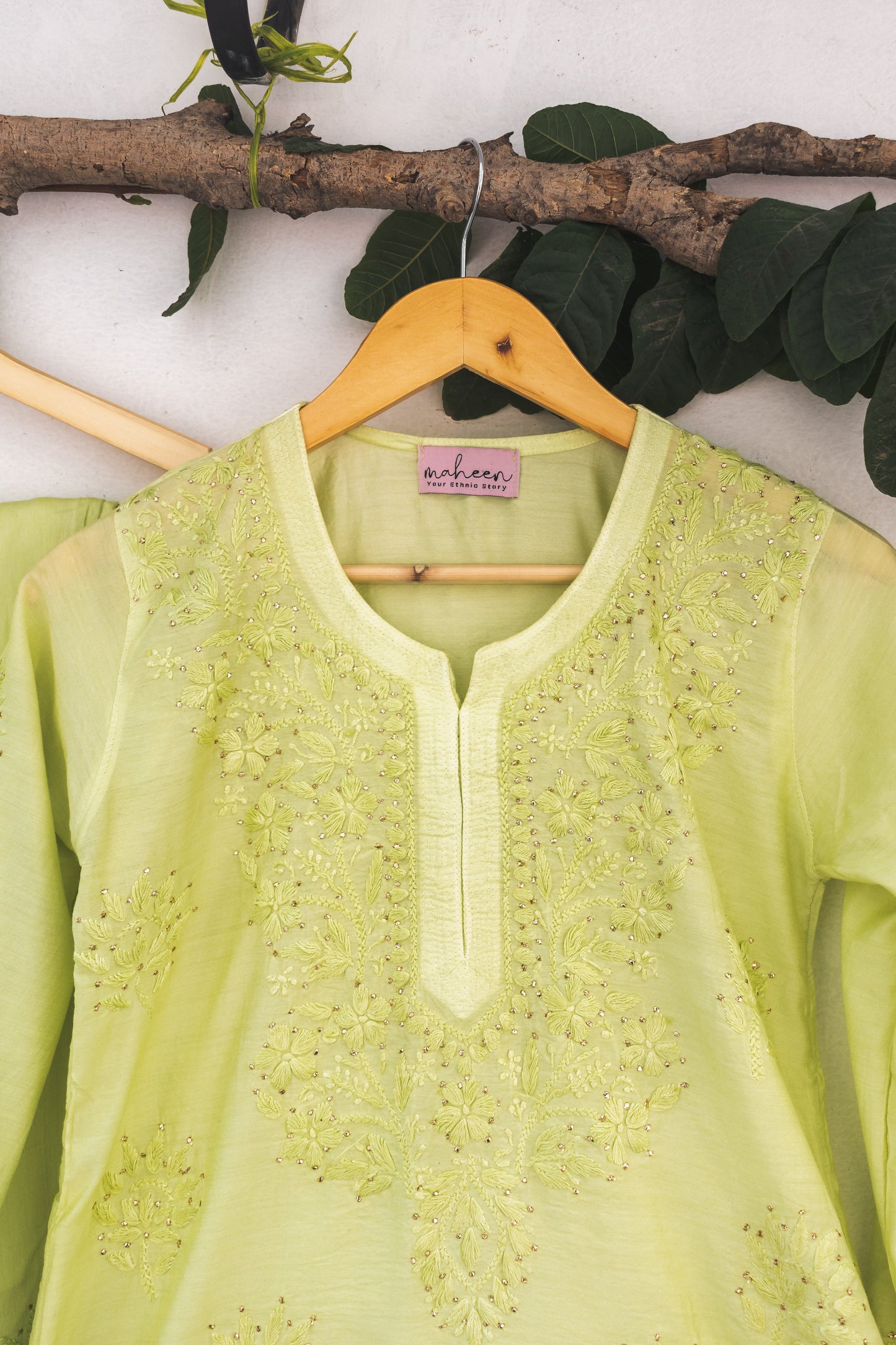 3 Piece Chanderi Suit Pista Green