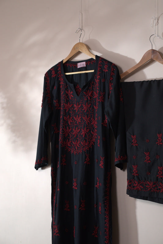 3 Piece Rayon Suit Black