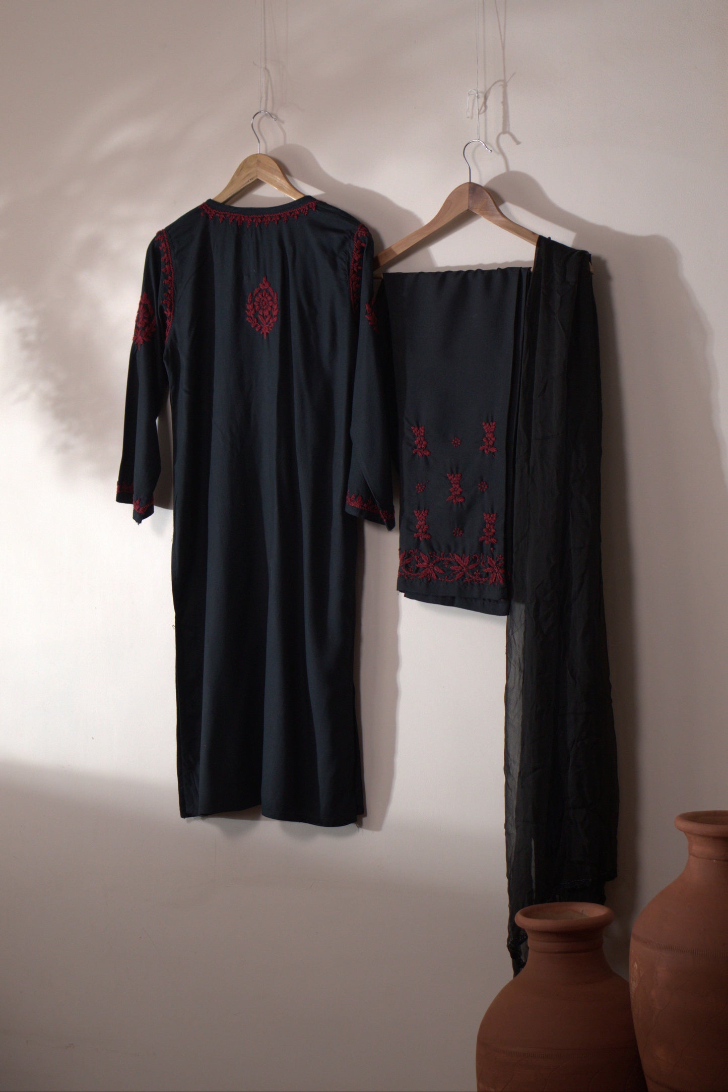 3 Piece Rayon Suit Black