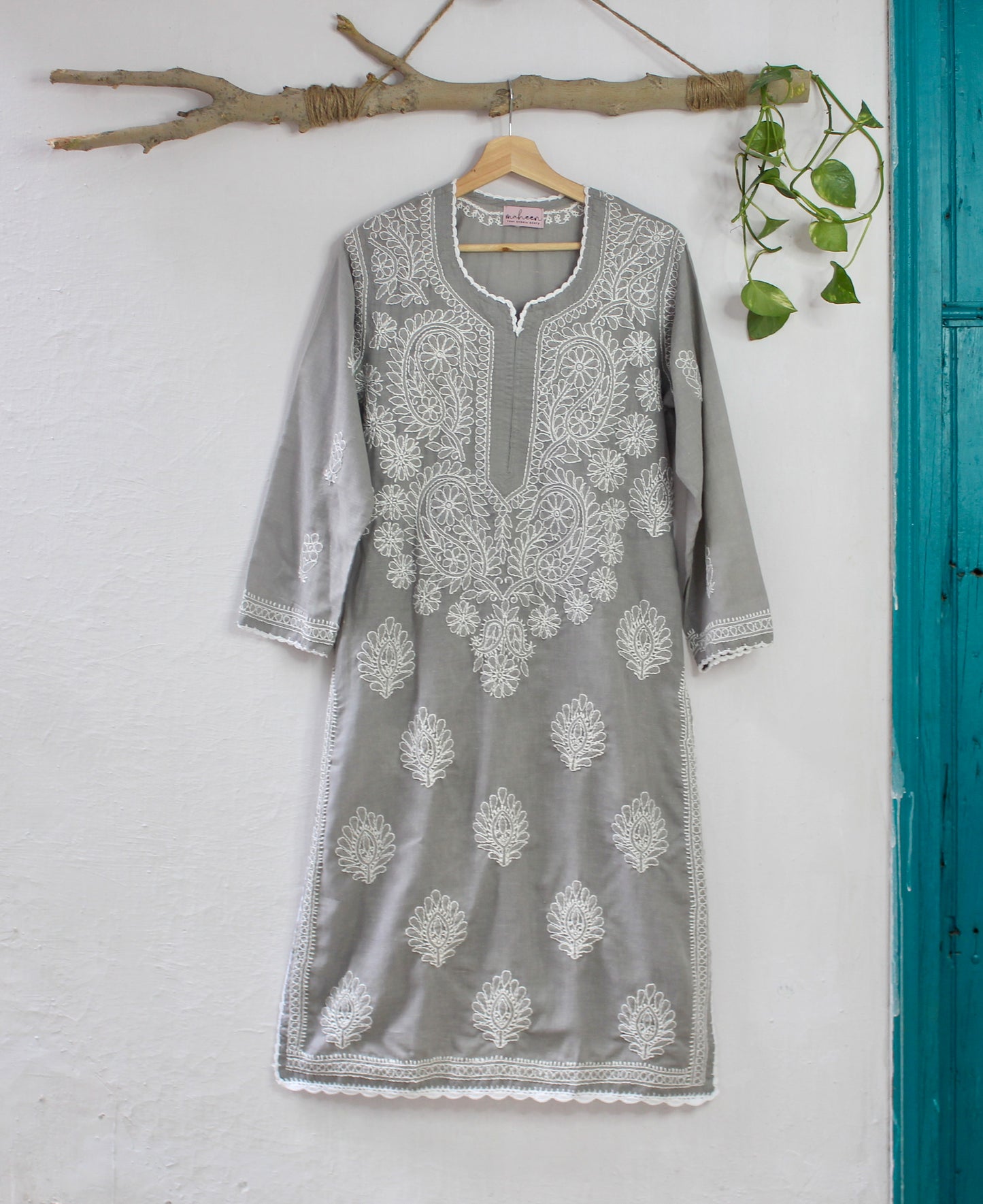 Long Kurta Cotton Grey