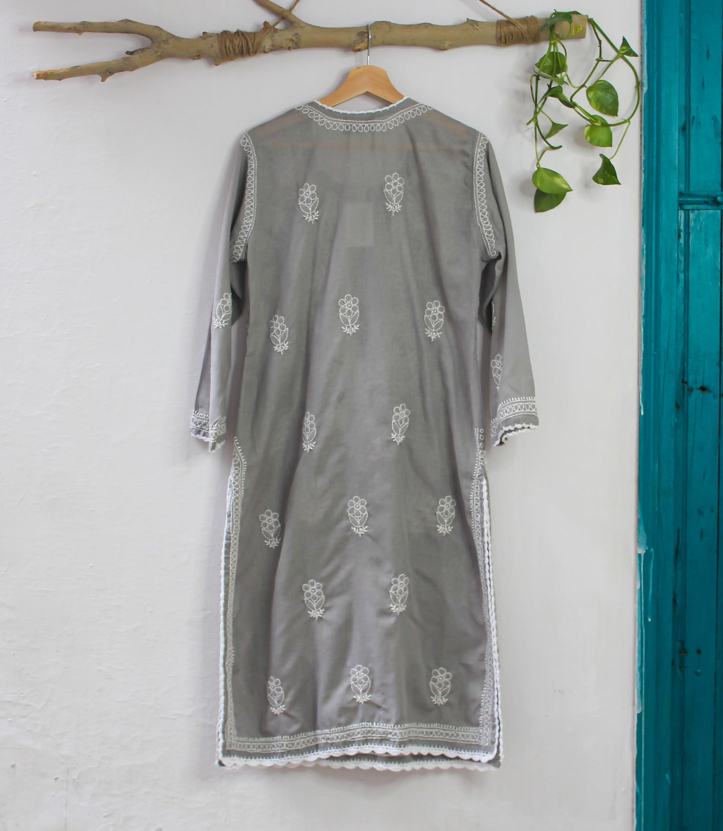 Long Kurta Cotton Grey