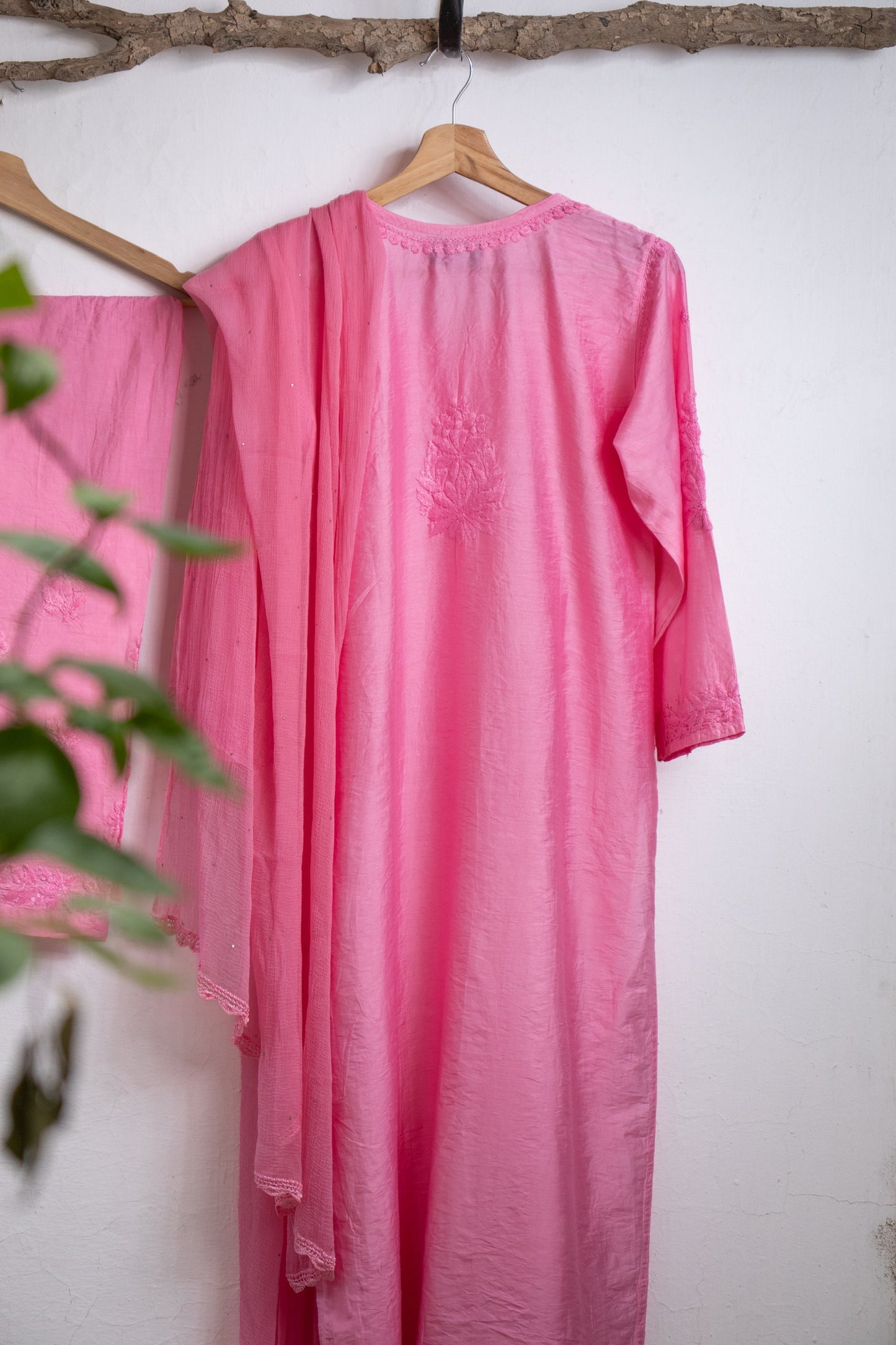 3 Piece Chanderi Suit Pink