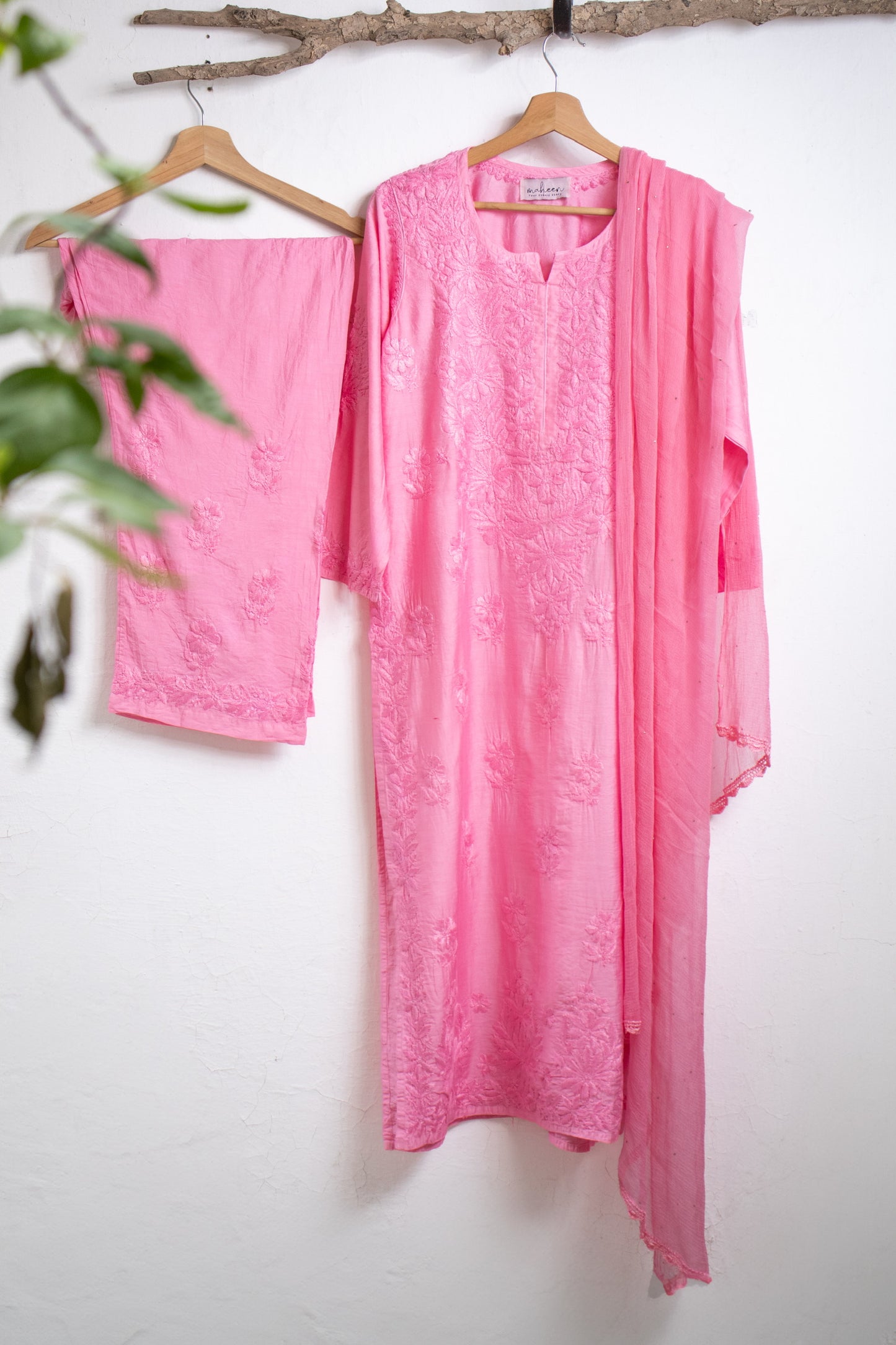 3 Piece Chanderi Suit Pink