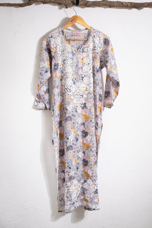Long Kurta Mulmul Grey