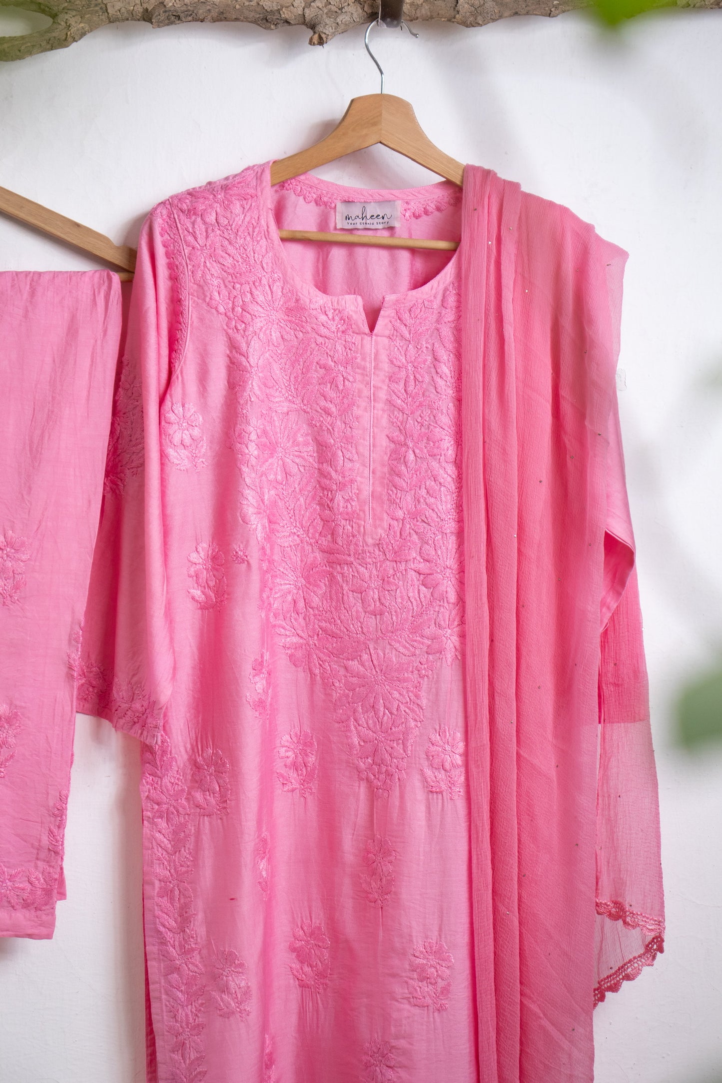 3 Piece Chanderi Suit Pink
