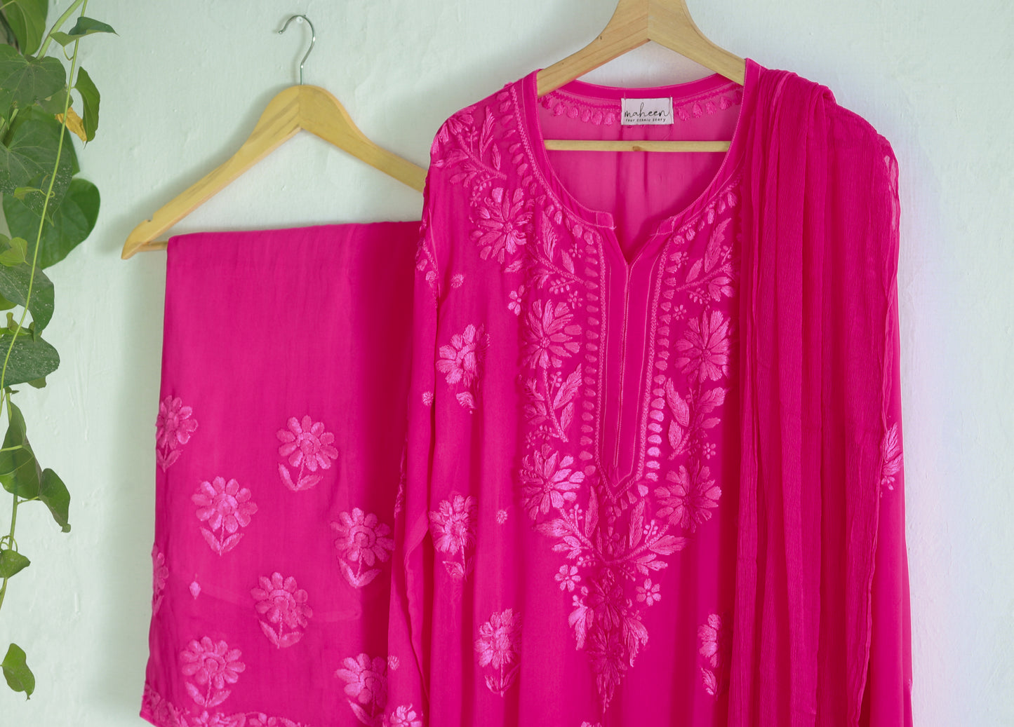 3 Piece Viscose Suit Rani Pink