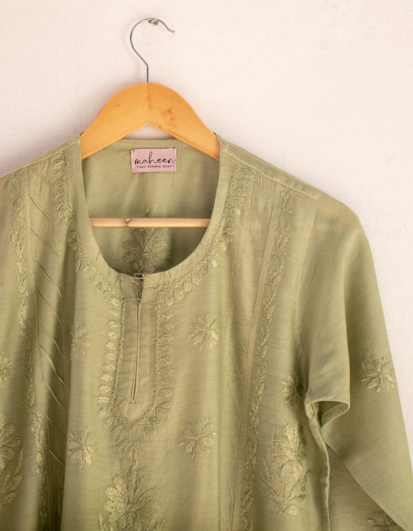 Short Top Pant Set Chanderi Green