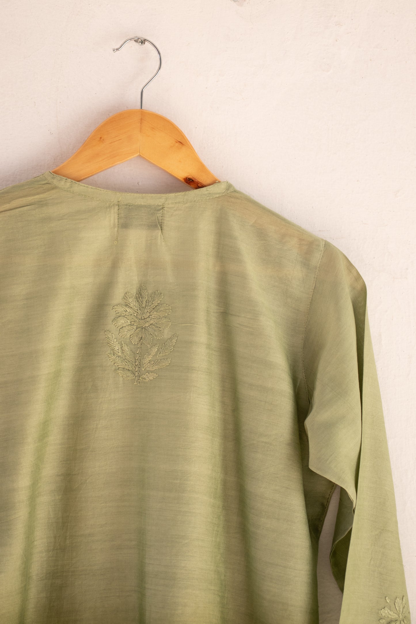 Short Top Pant Set Chanderi Green