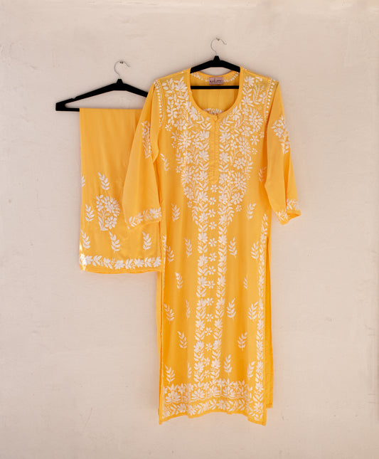 Kurta Palazzo Set Rayon Yellow