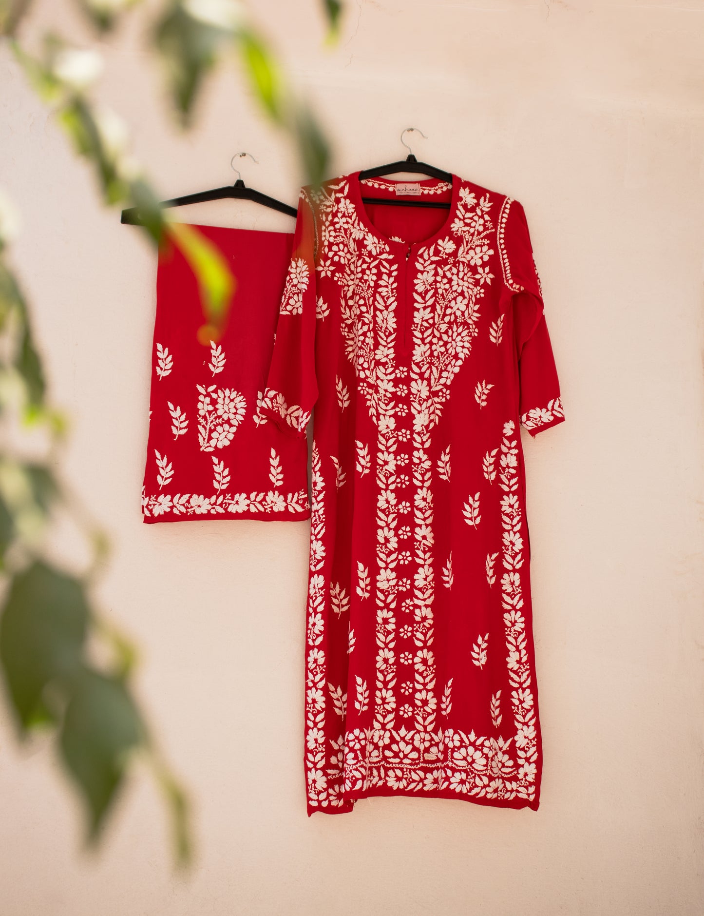 Kurta Palazzo Set Rayon Red