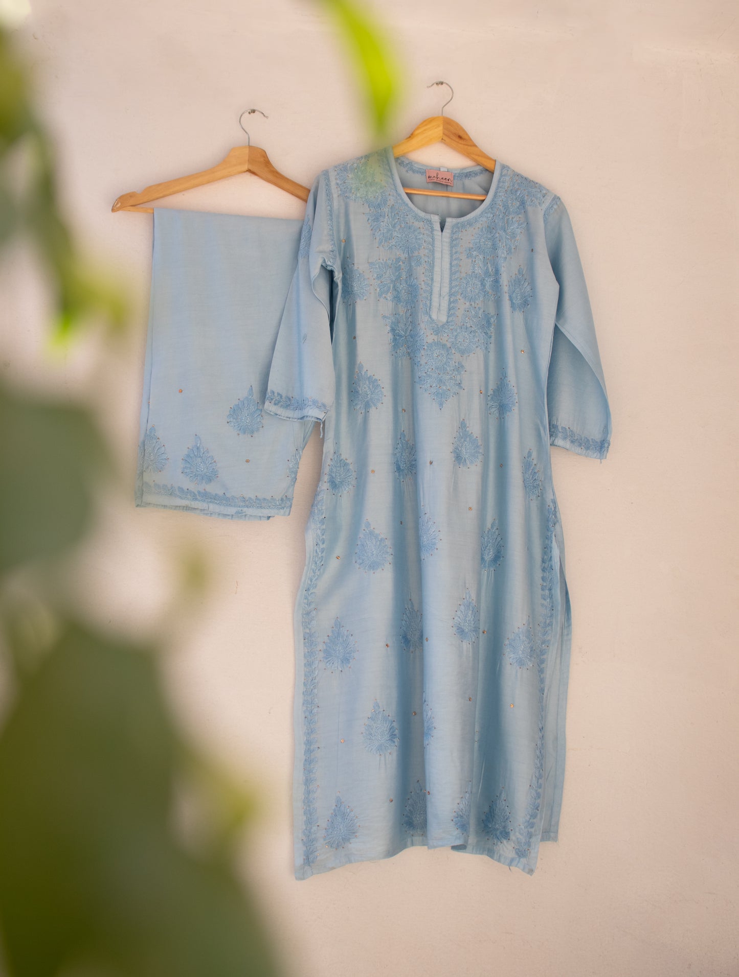 3 Piece Chanderi Suit Powder Blue