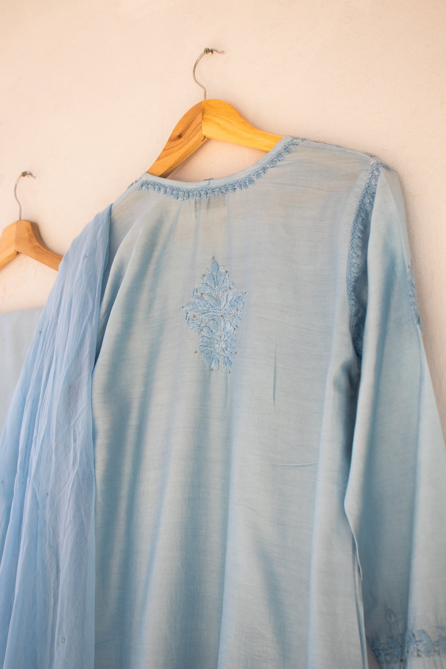 3 Piece Chanderi Suit Powder Blue