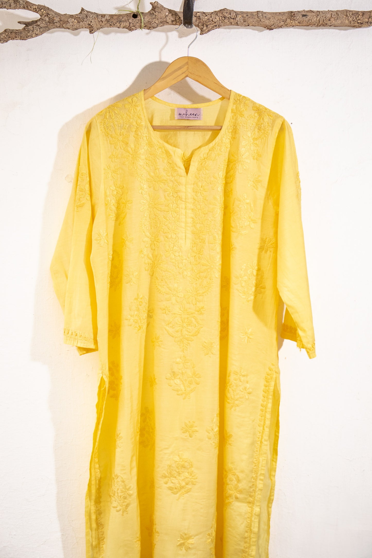 Long Kurta Chanderi Yellow