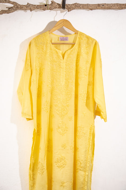 Long Kurta Chanderi Yellow