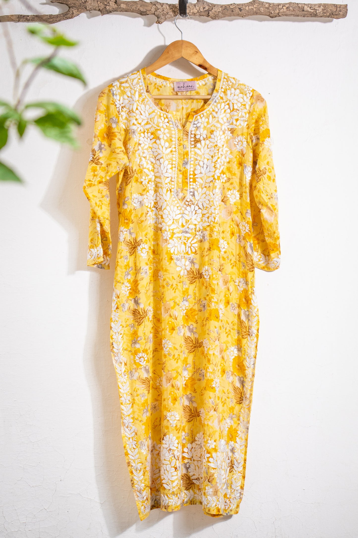 Long Kurta Mulmul Yellow