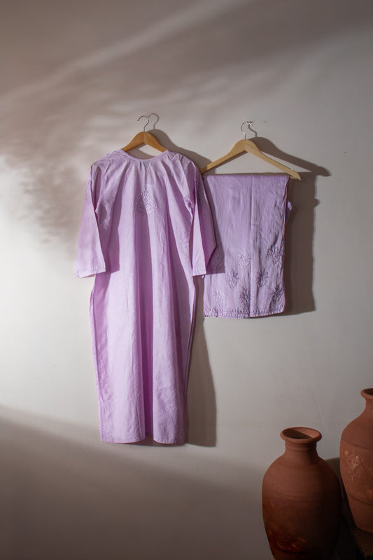 Kurta Palazzo Set Mul Cotton Pink