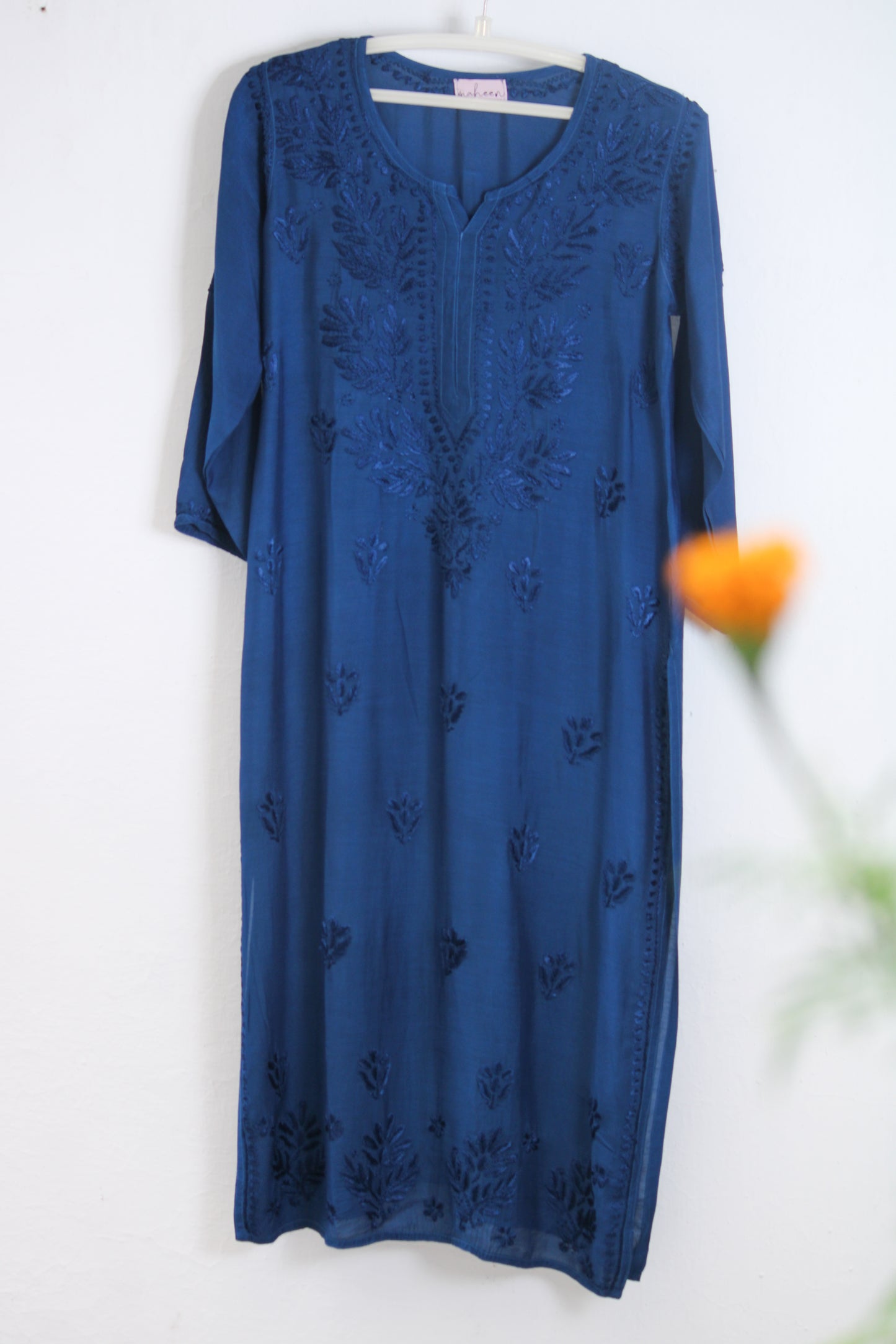 Long Kurta Muslin Navy Blue