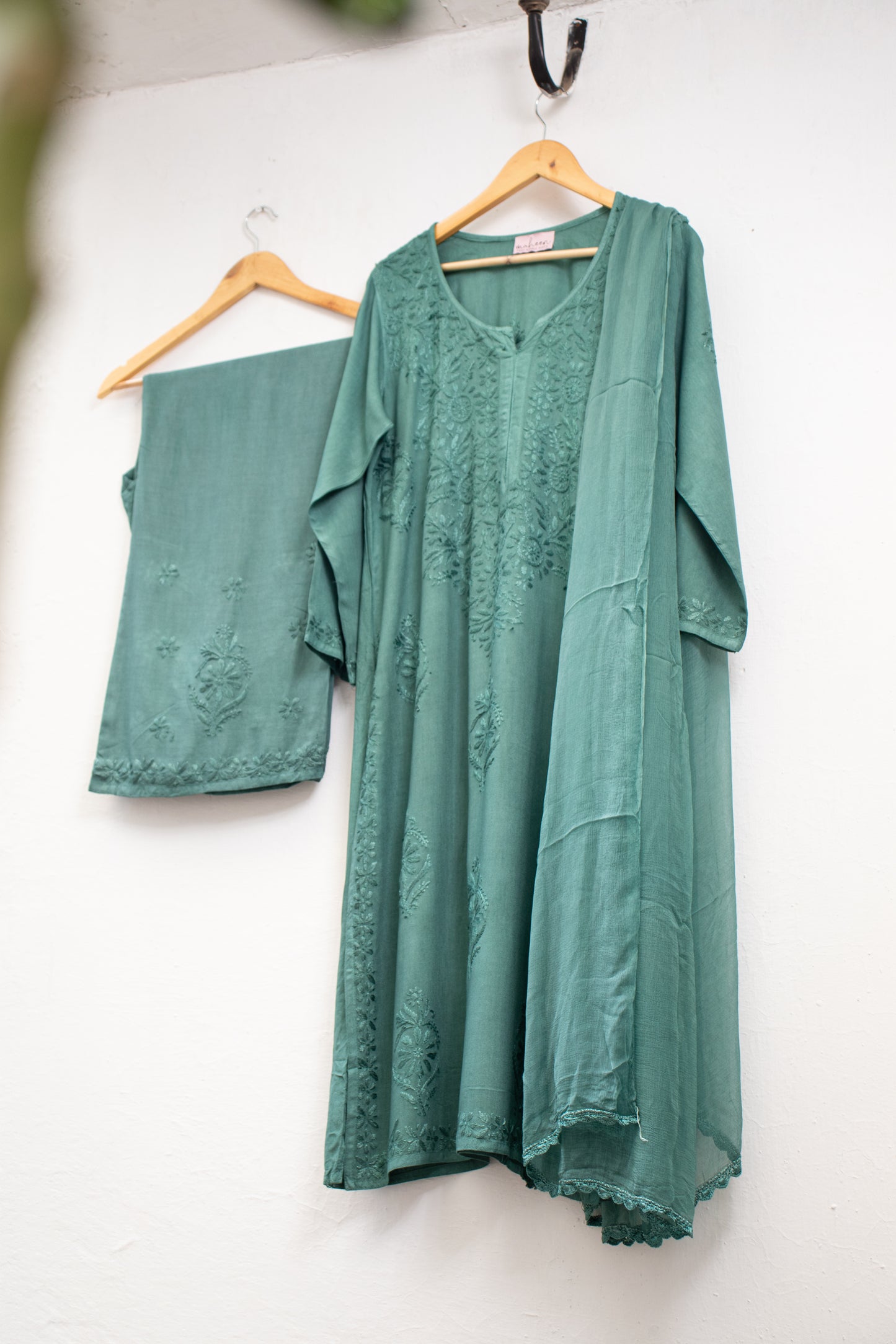 3 Piece Rayon Suit Green